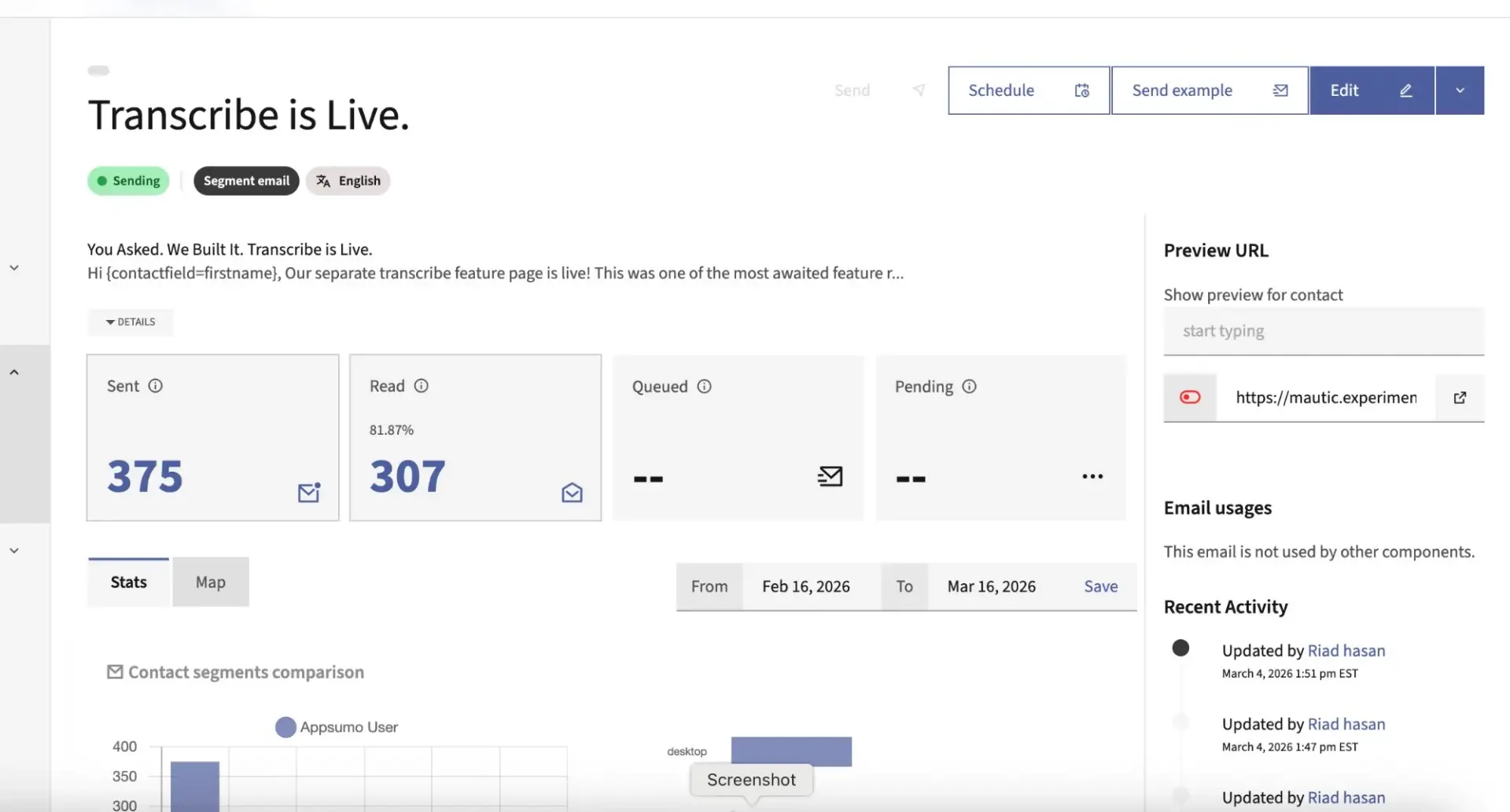 TubeOnAI Feature Update Email — 9,725 sent, 20.46% read rate