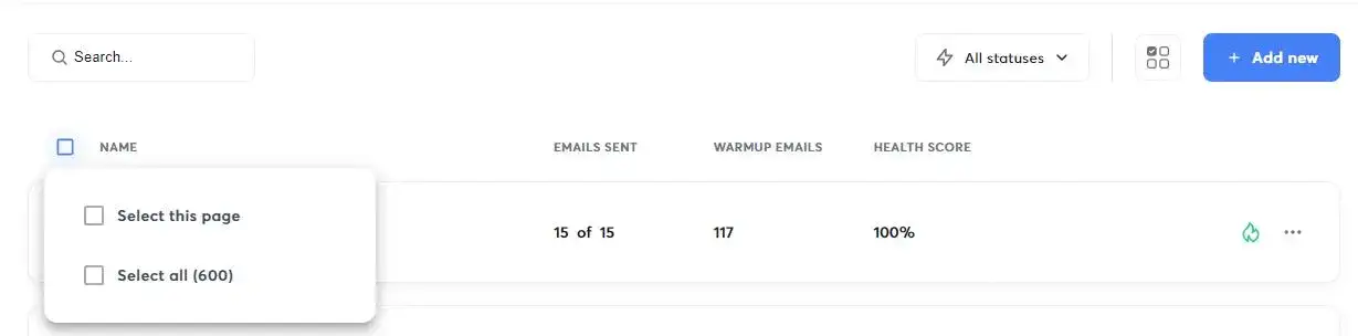 OutboundBin 600 email accounts in Instantly.ai with 100% health score